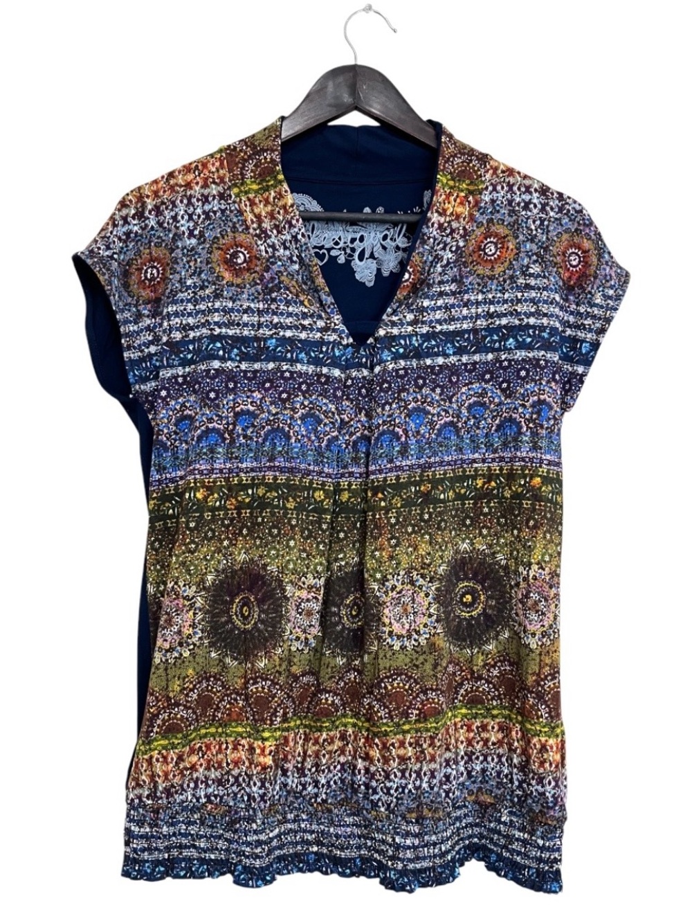 Desigual Colouful Medallion Shirred Hem Top